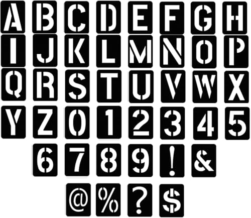 Arvoni 42 Stück Buchstaben Schablonen Set, Wiederverwendbare 10 cm Großschablonen aus Kunststoff für Holz, Textil & Handwerk, Zeichen & Alphabet für Malerei, DIY-Projekte und Beschriftungen von Arvoni