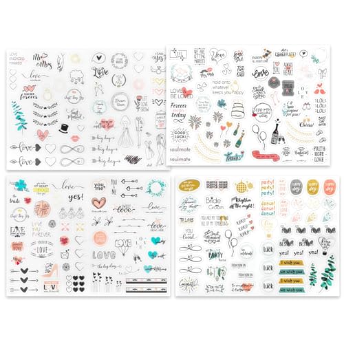 Arvoni Sticker Hochzeit Gästebuch 230 Motive, 4 Blatt Aufkleber Sticker Vintage mit Viel Liebe, Hochzeit Set für Fotoalbum, Scrapbook, Bullet Journal Deko Arvoni Sticker Hochzeit Gästebuch 230 Motive, 4 Blatt Aufkleber Sticker Vintage mit Viel Liebe, Hochzeit Set für Fotoalbum, Scrapbook, Bullet Journal Deko von Arvoni