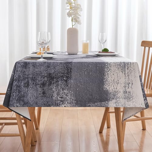Arwllzz Tischdecke Anthrazit Modern Abwaschbare Schwarz 100x140 cm Tischdecken Leinen Landhausstil Tischtuch Gemälde Tisch Deko Mitteldecke Tischdekoration für Wohnzimmer, Esszimmer, Garten von Arwllzz