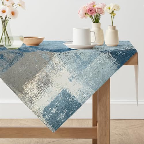 Arwllzz Tischdecke Modern Abwaschbare Marineblau 85x85 cm Kurz Tischdecken Leinen Mittelläufer Kunst Gemälde Tisch Deko Landhausstil Mitteldecke Tischdekoration für Hochzeiten Feiertage von Arwllzz