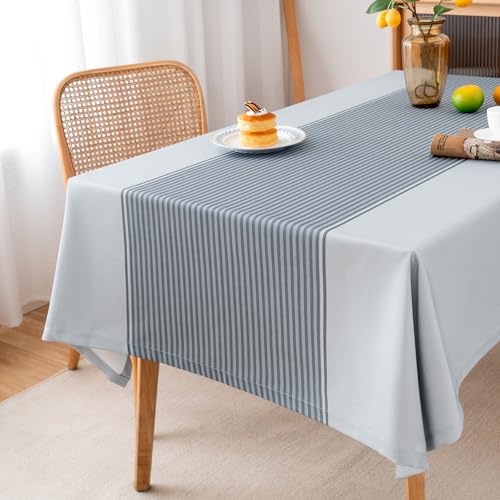 Hellgrau Tischdecke 140 x 190 Wasserabweisend Outdoor Tischdecken Wetterfest Abwaschbar Tischwäsche Abwischbare Wasserdicht Tischtuch für Garten, Esszimmer, Party, Geburtstag von Arwllzz