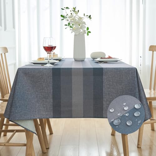 Runde Tischdecke Abwaschbar 140 cm Outdoor Tischdecke Wasserabweisend Leinen-Optik Grau Anthrazit Gartentischdecke Tischdecken Wetterfest Tischtuch für Esszimmer, Garten, Party, Hochzeiten von Arwllzz