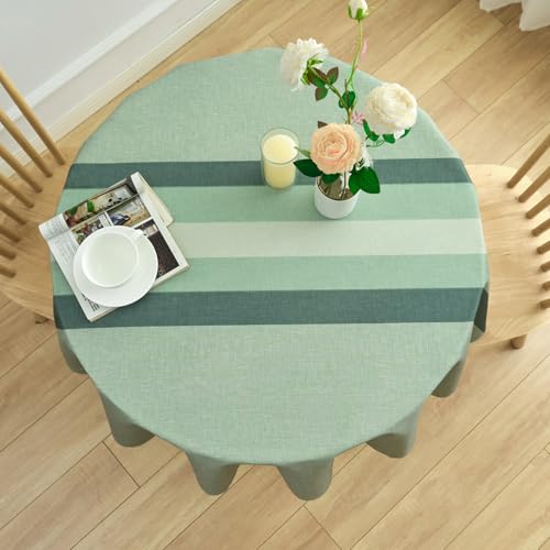 Tischdecke Grün Streifen Leinen Tischdecken Elegante Abwaschbar Tischtuch Klein Outdoor Salbeigrün Küchentischabdeckung Moderne für Speisetisch Küche Speisetisch Dekoration 140 x 140 Tischdecke Grün Streifen Leinen Tischdecken Elegante Abwaschbar Tischtuch Klein Outdoor Salbeigrün Küchentischabdeckung Moderne für Speisetisch Küche Speisetisch Dekoration 140 x 140 von Arwllzz
