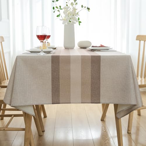 Tischdecke Rechteckige Leinenoptik 200x140 Beige Streifen Tischwäsche Modern Abwaschbar Outdoor Tischtuch Fleckschutz Tischdecken Landhausstil für Drinnen Draussen Garten Esszimmer Party Tischdecke Rechteckige Leinenoptik 200x140 Beige Streifen Tischwäsche Modern Abwaschbar Outdoor Tischtuch Fleckschutz Tischdecken Landhausstil für Drinnen Draussen Garten Esszimmer Party von Arwllzz