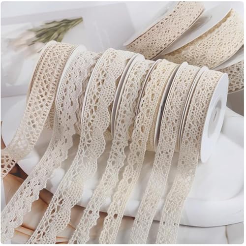 6 Rollen Spitzenband Weiß Vintage, Spitzenborte Weiß, Baumwolle Dekoband Zierband Spitzenborte, Vintage Spitzenband Häkelspitze, Spitze-Borten für DIY Nähen Handwerk Hochzeit Deko, 5 m/Rolle 6 Rollen Spitzenband Weiß Vintage, Spitzenborte Weiß, Baumwolle Dekoband Zierband Spitzenborte, Vintage Spitzenband Häkelspitze, Spitze-Borten für DIY Nähen Handwerk Hochzeit Deko, 5 m/Rolle von Asabocai