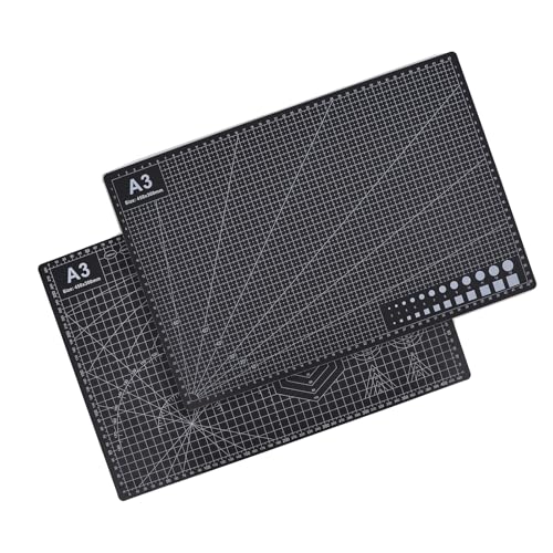 A3 Schneidematte (44 x 30 cm), Bastelunterlage schnittfest, selbstheilend, beidseitig bedruckt, metrische Einteilung - Schneideunterlage, Cutting Mat, Schreibtischunterlage von Asabocai