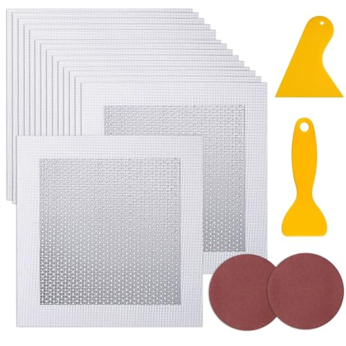 Asaisimg 19-teiliges Trockenbau-Reparaturset, selbstklebender Wandgitter-Reparaturflicken mit Schaber und Schleifpapier, Trockenbau-Patch-Reparaturset, Trockenbau-Patch für Decke von Asaisimg