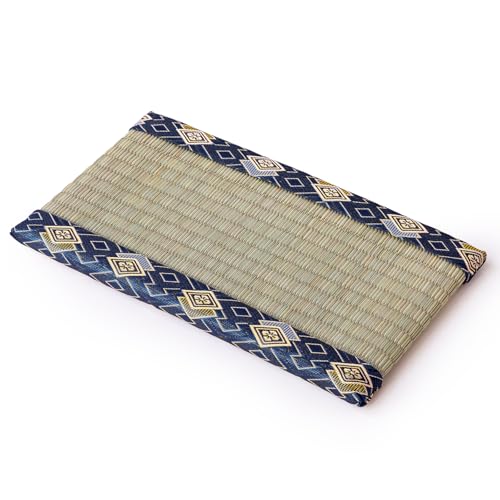 Asayu Mini-Tatami-Matte aus echtem Igusa-Binsengras, hergestellt in Japan, ideal für Bonsai, Puppenständer, Untersetzer oder Räucherstäbchenhalter (Blau) von Asayu Japan
