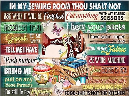 Metall-Blechschild im Vintage-Stil, Motiv: Nähzimmer, Nähzimmer, Poster "My Sewing Room Thou Shalt Not Ask When It Will Be Finish", Metalldekoration, Kunstschild für Schlafzimmer, Badezimmer, Café Metall-Blechschild im Vintage-Stil, Motiv: Nähzimmer, Nähzimmer, Poster "My Sewing Room Thou Shalt Not Ask When It Will Be Finish", Metalldekoration, Kunstschild für Schlafzimmer, Badezimmer, Café von Ascigo