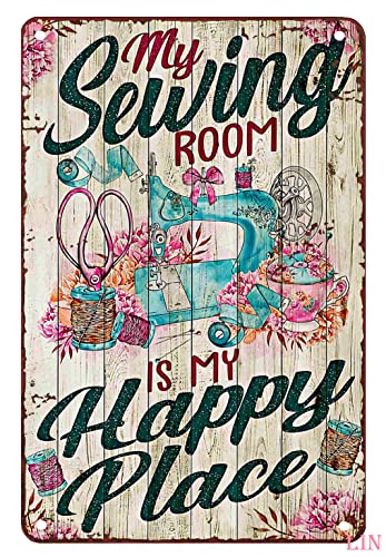 Nähdekor für Nähzimmer, Nähposter, Nähmaschine, My Sewing Room Is My Happy Place, Metallschilder, Vintage-Raumdekoration, ästhetische Wandkunst, Blechschild, Geschenk für Garage, Badezimmer Nähdekor für Nähzimmer, Nähposter, Nähmaschine, My Sewing Room Is My Happy Place, Metallschilder, Vintage-Raumdekoration, ästhetische Wandkunst, Blechschild, Geschenk für Garage, Badezimmer von Ascigo