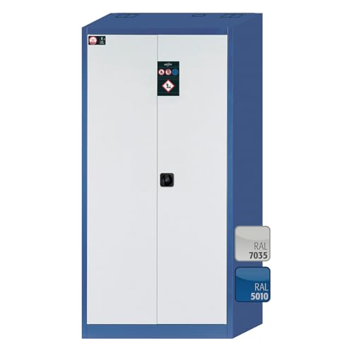 Asecos E-Classic Umweltschrank ÜHP-Ausstattung mit Flügeltüren und ZylinderschlossEnzianblau/Lichtgrau, 950mm Breite, 500mm Tiefe, 1935mm Höhe Asecos E-Classic Umweltschrank ÜHP-Ausstattung mit Flügeltüren und ZylinderschlossEnzianblau/Lichtgrau, 950mm Breite, 500mm Tiefe, 1935mm Höhe von Asecos