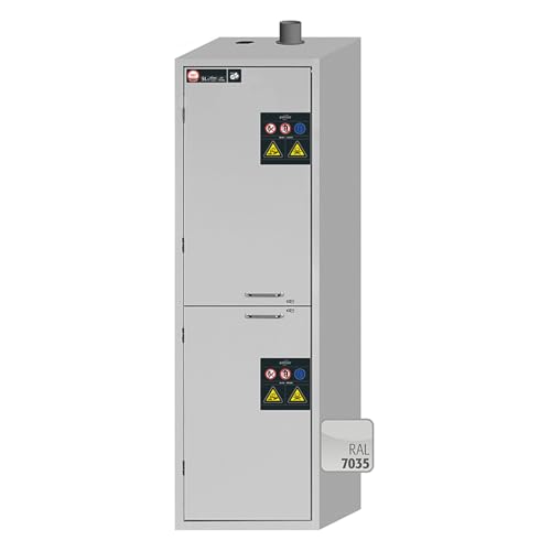Asecos SL-Classic Säuren- und Laugenschrank mit Horizontaler Mitteltrennwand, Flügeltüren Türanschlag Links und Profilzylinderschließung, Lichtgrau, 597 mm Breite, 603mm Tiefe, 1965mm Höhe Asecos SL-Classic Säuren- und Laugenschrank mit Horizontaler Mitteltrennwand, Flügeltüren Türanschlag Links und Profilzylinderschließung, Lichtgrau, 597 mm Breite, 603mm Tiefe, 1965mm Höhe von Asecos