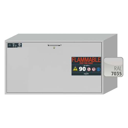 Asecos UB-S-90 Sicherheitsunterbauschrank mit Schublade, Zylinderschloss und Schließstandanzeige, Zertifiziert nach UL/ULC 1275, Lichtgrau, 1102mm Breite, 574mm Tiefe, 600mm Höhe Asecos UB-S-90 Sicherheitsunterbauschrank mit Schublade, Zylinderschloss und Schließstandanzeige, Zertifiziert nach UL/ULC 1275, Lichtgrau, 1102mm Breite, 574mm Tiefe, 600mm Höhe von Asecos