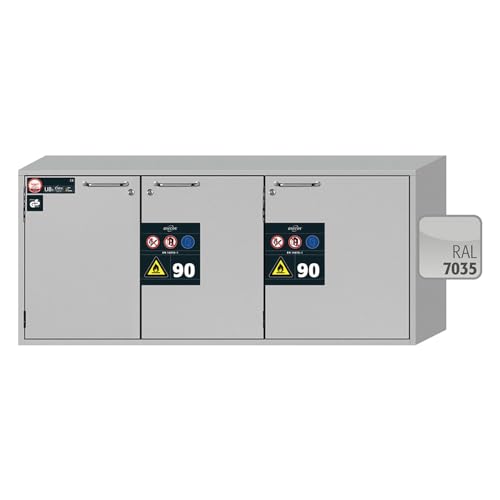 Asecos UB-ST-90 Sicherheitsunterbauschrank mit 1 Schublade, 2 Flügeltüren, Zylinderschloss und Schließstandanzeige, Lichtgrau, 1402mm Breite, 502mm Tiefe, 600mm Höhe Asecos UB-ST-90 Sicherheitsunterbauschrank mit 1 Schublade, 2 Flügeltüren, Zylinderschloss und Schließstandanzeige, Lichtgrau, 1402mm Breite, 502mm Tiefe, 600mm Höhe von Asecos