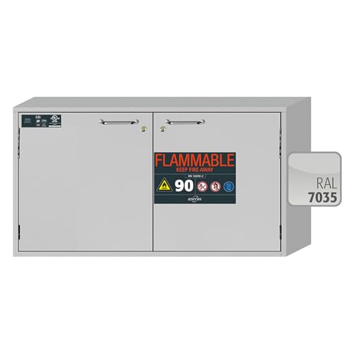 Asecos UB-T-90 Sicherheitsunterbauschrank mit 2 Flügeltüren, Zylinderschloss und Schließstandanzeige, Zertifiziert nach UL/ULC 1275, Lichtgrau, 1102mm Breite, 502mm Tiefe, 600mm Höhe Asecos UB-T-90 Sicherheitsunterbauschrank mit 2 Flügeltüren, Zylinderschloss und Schließstandanzeige, Zertifiziert nach UL/ULC 1275, Lichtgrau, 1102mm Breite, 502mm Tiefe, 600mm Höhe von Asecos