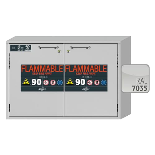 Asecos UB-T-90 Sicherheitsunterbauschrank mit 2 Flügeltüren, Zylinderschloss und Schließstandanzeige, Zertifiziert nach UL/ULC 1275, Lichtgrau, 893mm Breite, 502mm Tiefe, 600mm Höhe Asecos UB-T-90 Sicherheitsunterbauschrank mit 2 Flügeltüren, Zylinderschloss und Schließstandanzeige, Zertifiziert nach UL/ULC 1275, Lichtgrau, 893mm Breite, 502mm Tiefe, 600mm Höhe von Asecos