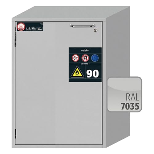 Asecos UB-T-90 Sicherheitsunterbauschrank mit Flügeltür Türanschlag Links, Zylinderschloss und Schließstandanzeige, Lichtgrau, 593mm Breite, 600mm Tiefe, 800mm Höhe Asecos UB-T-90 Sicherheitsunterbauschrank mit Flügeltür Türanschlag Links, Zylinderschloss und Schließstandanzeige, Lichtgrau, 593mm Breite, 600mm Tiefe, 800mm Höhe von Asecos