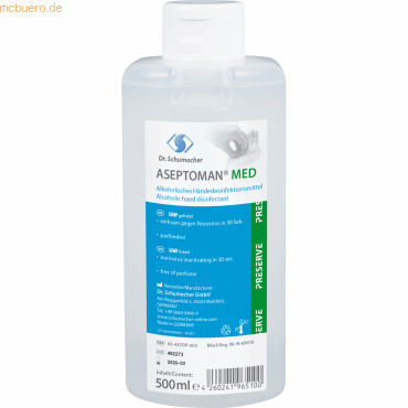 Aseptoman Handdesinfektion Med 00-457OP-005 500ml Aseptoman Handdesinfektion Med 00-457OP-005 500ml von Aseptoman