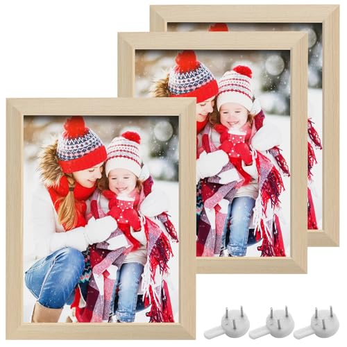 Asfrode Bilderrahmen 3er Set 21x29,7cm Holz Bilderrahmen DIN A4 Rahmen für Tisch oder Wandmontage Foto Rahmen für Portraitcollage Urkundenrahmen (Holzweiß) von Asfrode