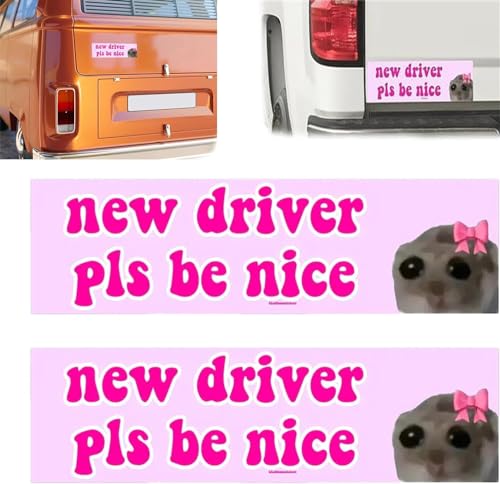 Autoaufkleber mit Aufschrift "Nice Driver", "New Driver Sad Hamster", selbstklebender Fahranfängeraufkleber, neuer Fahrer (2 Stück) von Ashopfun