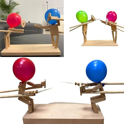 Balloon Bamboo Man Battle,Wooden Bots Battle Game for 2 Players,Handmade Wooden Fencing Puppets,Fast-Paced Balloon Fight,Adult Party Games for Groups (30cmx5mm) von Ashopfun