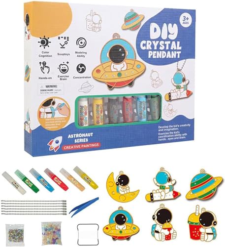 Diy Crystal Paint Arts And Crafts Set,2024 New Window Art Suncatcher Kits,Bake-Free Crystal Color Glue Painting Pendant Toy,Window Paint Art,Diamond Art Keychains Kits for Crafts (Astronaut Set) von Ashopfun