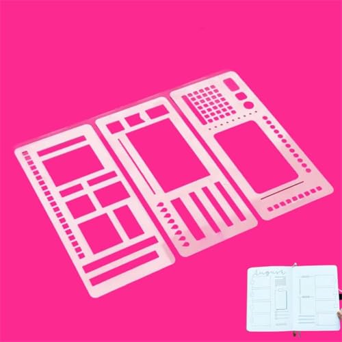 Handmade Flexible Record Template,3 Pack Stencils Drafting Tools,Journal Planner Stencil Set,Reusable Templates Planner Stencils for Journaling Scrapbooking Crafting Labeling & Planners (Type B) von Ashopfun