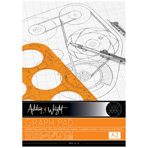 Ashton and Wright - A3 grau-karierter Notizblock, 80 g/m², Papier, 60 Blatt, AW-GP-A3 von Ashton and Wright