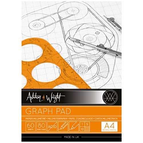 Ashton and Wright - A4 graues Raster Graph Pad - 80 g/m² Papier - 60 Blatt von Ashton and Wright