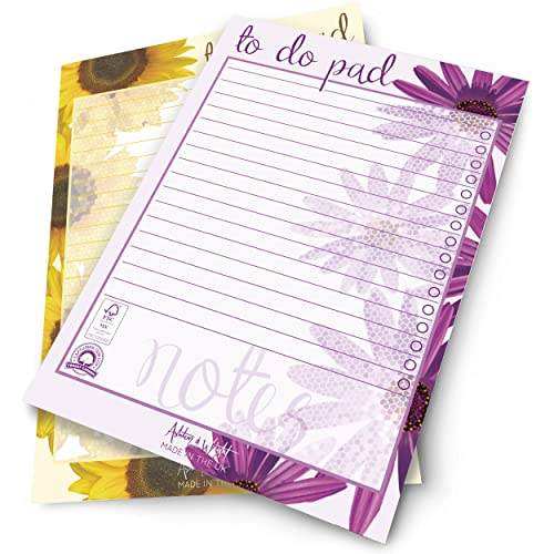 Ashton and Wright - Daily to do Pad - A5 Floral Desk Planer Organizer - [2 Stück] - 60 Blatt - 80 g/m² von Ashton and Wright