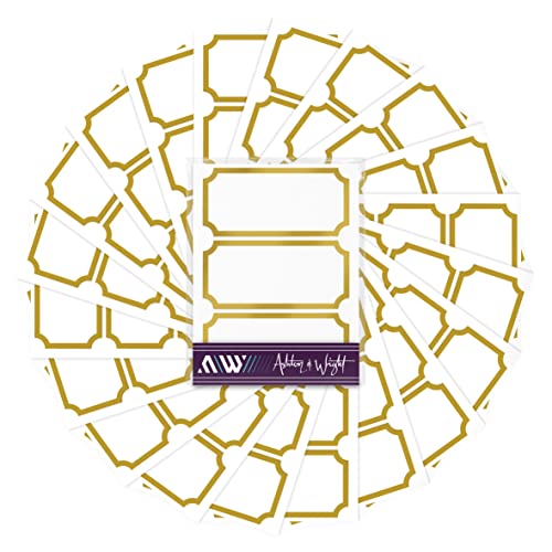 Ashton and Wright - Goldfarbene Bordüre-Aufkleber, 60 Stück, leicht abziehbare Marmeladen-Etiketten, 75 x 35 mm Ashton and Wright - Goldfarbene Bordüre-Aufkleber, 60 Stück, leicht abziehbare Marmeladen-Etiketten, 75 x 35 mm von Ashton and Wright