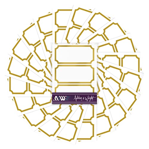 Ashton and Wright - Goldfarbene Bordüre-Aufkleber, 60 Stück, leicht abziehbare Marmeladen-Etiketten, 75 x 35 mm von Ashton and Wright