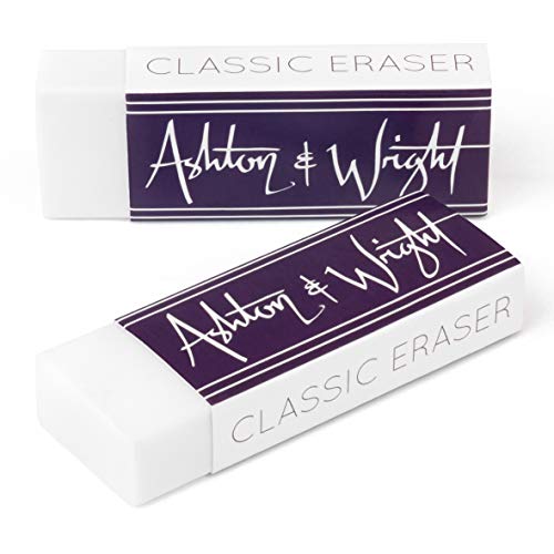 Ashton and Wright - Klassischer Radiergummi - Latexfreier Kunststoffgummi - 2 Stück weiß, AW-ER-W2 von Ashton and Wright