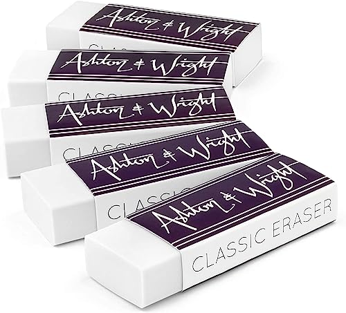 Ashton and Wright - Klassischer Radiergummi – latexfreier Kunststoffgummi (White, Pack of 5) von Ashton and Wright