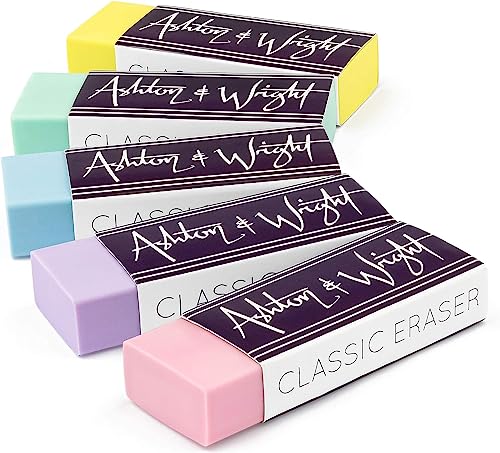 Ashton and Wright - Klassischer Radiergummi – latexfreier Kunststoffgummi (Pastel Tones, Pack of 5) von Ashton and Wright