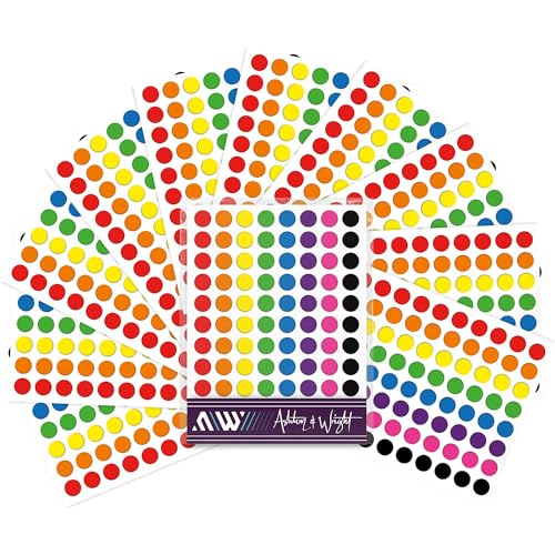 Ashton and Wright - Leicht abziehbare Farbkodierungs-Etiketten – 8 mm Punktaufkleber (hell, Packung mit 10–8800) von Ashton and Wright