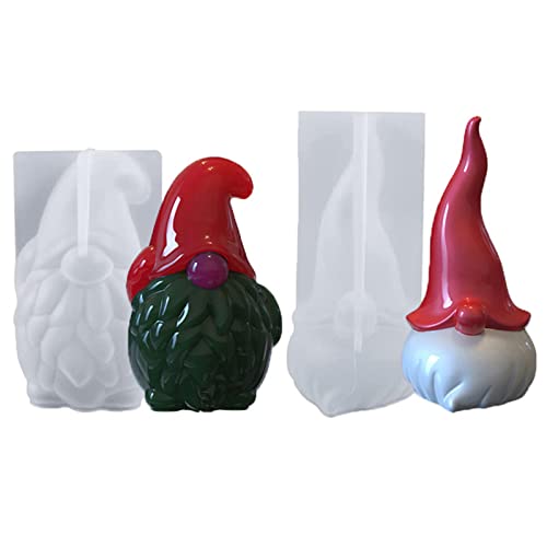 2 Stück Silikonform Kerze Weihnachtsmann Weihnachtsmann Silikonform 3D Weihnachten Gnome Kerzenformen DIY Silikon Kerzen Gießform Epoxidharz Kerzengießform für Kerzen Gießen, Aromasteinen von Ashuxxn