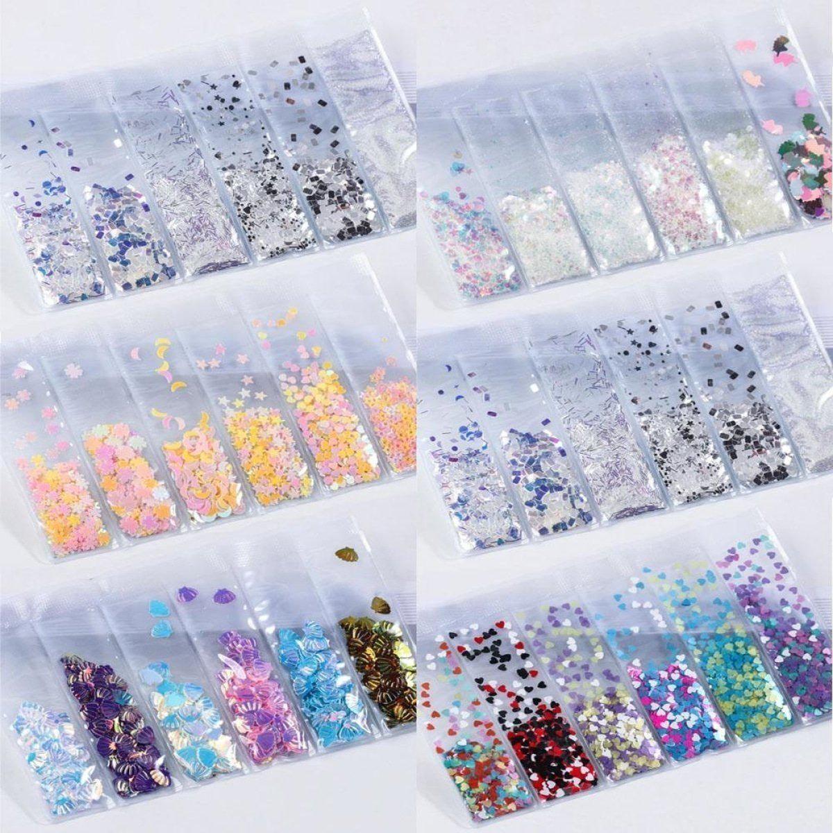 6 Beutel Mixed Nail Glitter Powder Pailletten Bunte Nagelflocken 10G von AsiaSell