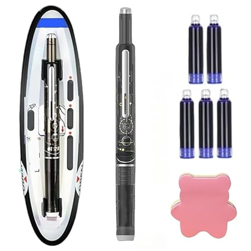 Asiasioc Einziehbarer Füllfederhalter, 0,38 mm blaue und schwarze transparente Tintenpatronen, inklusive 5 wiederverwendbaren Tintenpatronen (schwarz) von Asiasioc