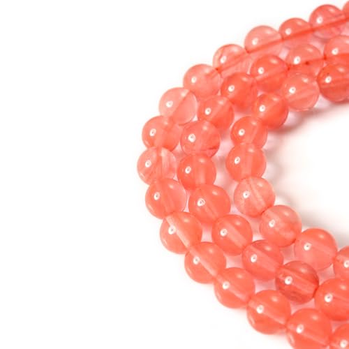 Asingeloo 6 mm Kirschquarz-Natursteinperlen, glatt, rund, rosa Kristall, Edelsteinperlen für DIY-Schmuckherstellung, voller Strang, 38,1 cm (Kirschquarz, 6 mm) von Asingeloo