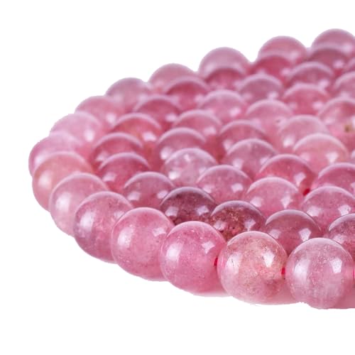 Asingeloo 6 mm wertvolle natürliche Erdbeerquarz-Edelsteinperlen zur Schmuckherstellung, runde lose Steinperlen, 38,1 cm/Strang, Erdbeerquarz, 6 mm von Asingeloo
