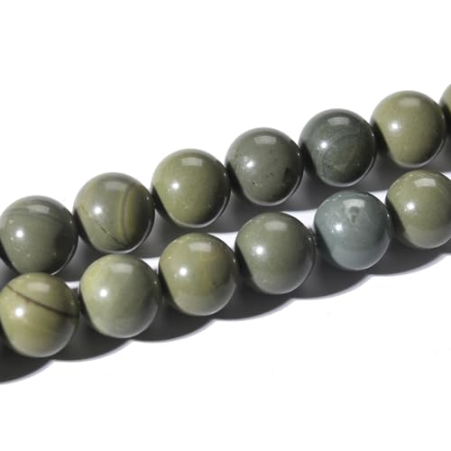Asingeloo Natürliche grüne Tee-Edelstein-Perlen, rund, lose Perlen für Schmuckherstellung, Armbänder, Halsketten, Ohrringe, 38,1 cm pro Linie (8 mm, grüner Tee) von Asingeloo