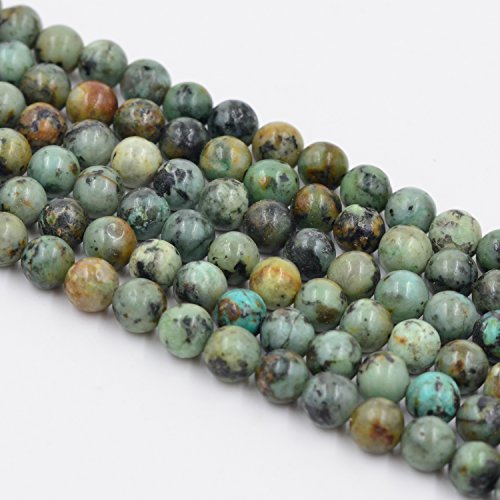 Asingeloo Wunderschöne afrikanische Türkis-Steinperlen, glatte, runde, lose Perlen für die Schmuckherstellung, Edelstein, 8 mm/15 Zoll pro Strang von Asingeloo