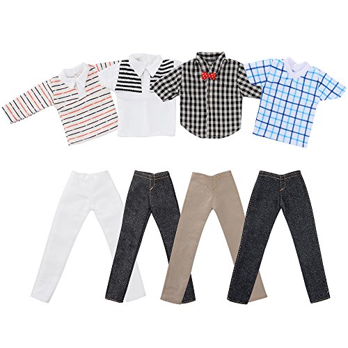 Asiv Set von 4 Plaid Kleidung Jacke Hosen Outfit Für Ken Fashionista Puppen, für Weihnachten und Geburtstag Geschenk, Mehrfarbig (Zufälliges Muster) von Asiv