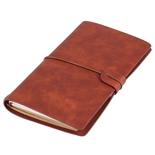 Asixx Notizbuch Leder, Leder Tagebuch Klassische Vintage-Stil Travelers Notebook für Mann & Frau Nachfüllbar Notizbuch & Travel Tagebuch, 20.8 x 12.8cm(Braun) von Asixx