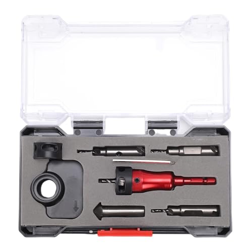 Asixxsix Countersink -Bohrbitset, 8pcs 3 Flötenblätter 8 Mm 10 Mm Doppelt Gedeckte, Sich Verjüngte Stücke mit Verstellbarer Tiefenstopp Kompatibel mit Bohrmaschinen für die von Asixxsix