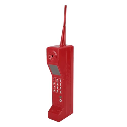 Asixxsix Retro Brick Handy Ornament, 80er 90er Vintage Brick Mobiltelefonmodell Tragbares Eiserne Altmodische Mobiltelefonvorlage Dekoration für Fotografie -Requisiten Filmszene (Rot) von Asixxsix