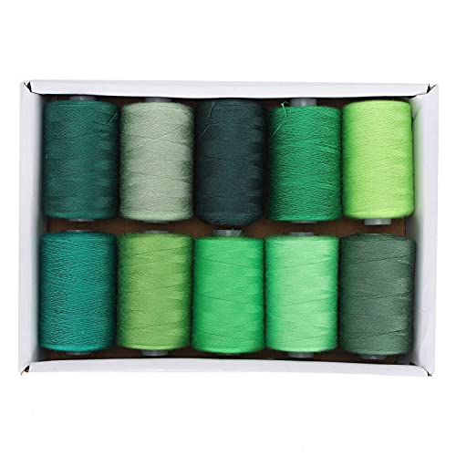 Baumwoll-Gewinde-Set, 10 Grüne Nähgarn-Rollen Stickerei-Maschinen-Faden 100 Yards für DIY Nähmaschine, Stickerei-Maschine, Hand Nähen, Dunkel und Hellgrün Baumwoll-Gewinde-Set, 10 Grüne Nähgarn-Rollen Stickerei-Maschinen-Faden 100 Yards für DIY Nähmaschine, Stickerei-Maschine, Hand Nähen, Dunkel und Hellgrün von Asixxsix