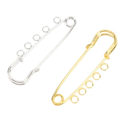 Broschennadeln mit 5 Löchern, 20 Stück, Robuste Sicherheitsnadeln, Gold und Silber, Kiltnadeln aus Eisenmetall, Verschlüsse für Heimwerkerarbeiten, Kleidung, Decken, Röcke von Asixxsix