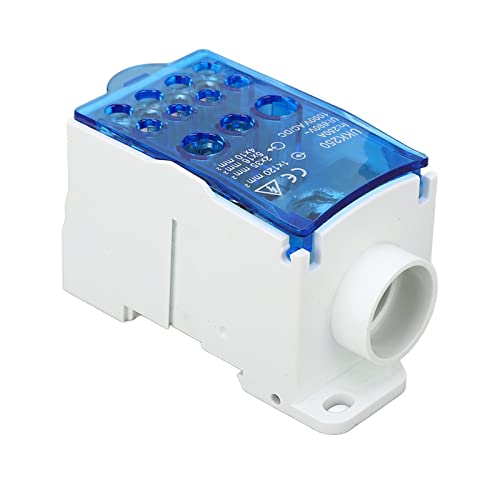 Klemme Blockanschlussbox, Ein -Pol -Leistungsverteilungsbox für Verschiedene Stromverteilungsbedürfnisse, 690 V 250A DIN -Schienenverteilungsbox mit PA66 Flammhemmungsmaterial (BLUE) von Asixxsix